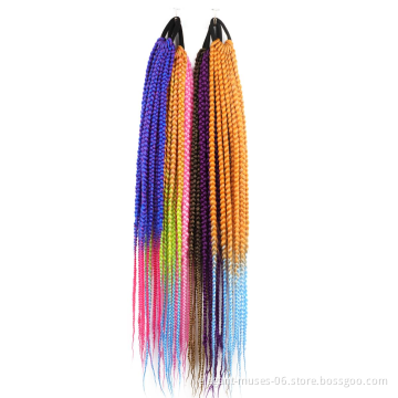 Aodalebraid Beauty Ponytail Hair Extensions Rainbow False Overhead Tail With Elastic Band Braiding Hairpiece Synthetic  Ponytail